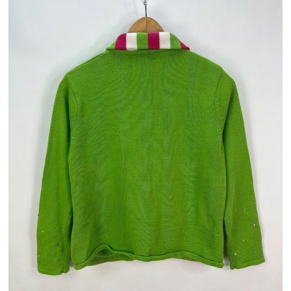 Heirloom Collectibles Christmas Collection Green Snowmen Ugly Sweater Size M - Picture 6 of 7